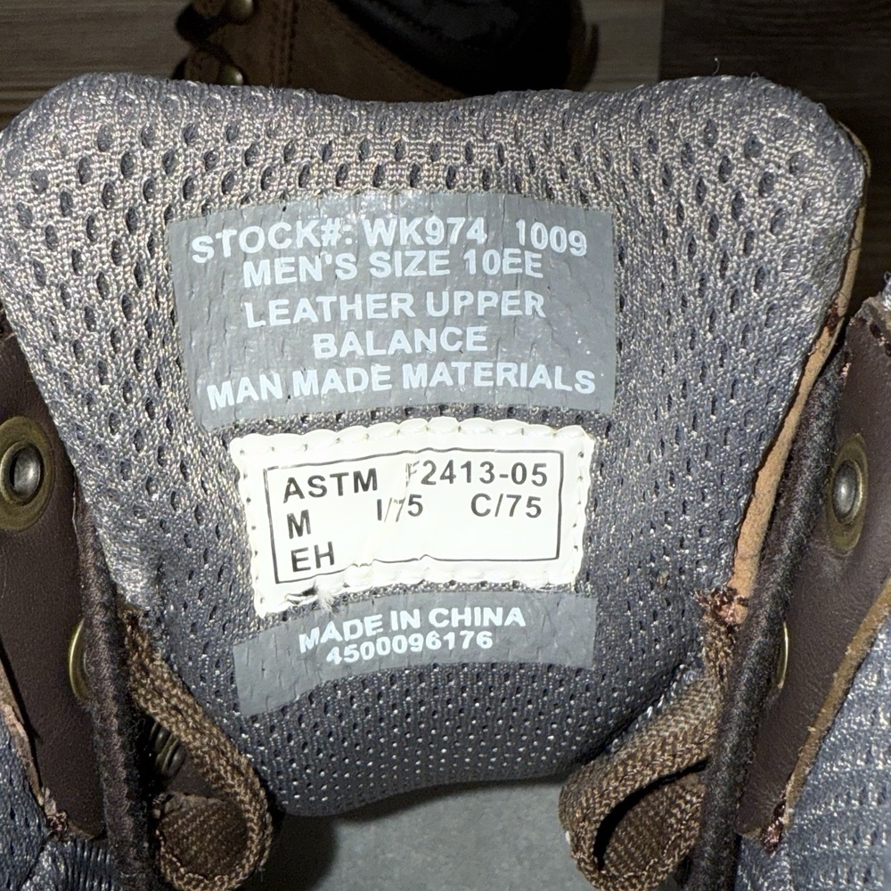 Justin Work Boots Mens 10 EE Brown Leather Electrical Hazard Aluminum Safety Toe - Picture 8 of 9